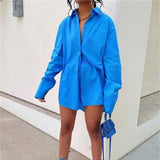 Fashionkova  2022 Casual Short Set Women Tracksuit Loung Wear Loose Long Shirt Top And High Waist Shorts Two Piece Sets Summer Outfits