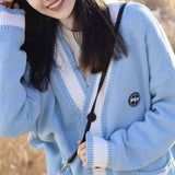 Fashionkova  Korean Style Black Knitted Cardigan Sweater Women Oversize Fashion Single Breasted Knitwear Jackets Autumn Jumper Coat