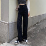 Fashionkova  Vintage High Waist Women Black Jeans Classic Basic Streetwear Wide Leg Jean Female Denim Trouser Straight Baggy Mom Denim Pants