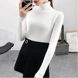 Fashionkova  2022 Women Pullover Turtleneck Sweater Autumn Casual Long Sleeve Slim Elastic Sweaters Female Simple Solid Color Knitted Jumpers