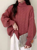 Fashionkova 2022 Fashion Tops  Women Oversized Sweater Autumn Winter Korean Fashion Long Sleeve New Loose Turtleneck Twist Sweater Pullover