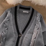 Fashionkova  Knitted Cardigan Sweater Women Korean Style Single Breasted Kawaii V-Neck Loose Pullover Preppy JK Coat Soft Jumper Top