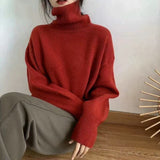Fashionkova  Turtle Neck Cashmere Sweater Women Korean Style Loose Warm Knitted Pullover 2022 Winter Outwear Lazy Oaf Female Jumpers