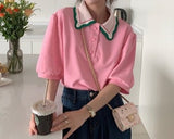 Fashionkova  Preppy Style Pink T-Shirt For Girls Graphic Tees Women Kawaii Clothes Harajuku Summer New Solid Woman Short Sleeve T-Shirts Tops