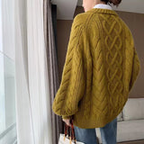 Fashionkova  Version Of Loose Languid Lazy Wind Twisted Flower Thickened Woolen Knit Woman Autumn Winter Round Neck Long Pullover Sweater