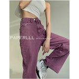 Fashionkova  Purple Summer Woman's Jeans High Waist Denim Trouser Baggy Design Ladies Streetwear Vintage Wide Leg Straight Loose Jean Pants