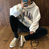 Fashionkova  Fashion Hoodie Yellow Sweatshirt Long Sleeve Korean Lazy Wind Baggy Letter Printing Vintage Female Tops Pullover Hoodie Autumn