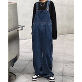 Fashionkova  Women's Blue Straps Jeans Straight Vintage Baggy Casual Fashion Wide Leg Pants Self Cultivation Denim Trouser Ladies Summer