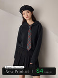 Fashionkova Casual Tie Retro Loose Hooded Sweater for Women 2025 Autumn New American Style Cozy Wind All-match Top Hoodies Female