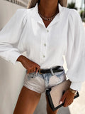 Fashionkova  Summer Single Breasted Solid Top Blusa Casual Ladies Office Commuter Blouses Retro Loose Street Women Lapel Long Sleeved Shirts