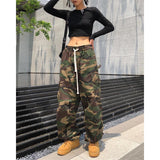 Fashionkova  Y2k Alt Cargo Hip Hop Armygreen Baggy Camo Harem Trousers Sweatpants Tactical Camouflage Pants High Waist Joggers For Women