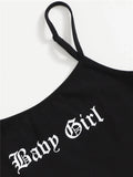 Fashionkova  Gothic Letter Graphic Spaghetti Strap Crop Cami Top Women Summer Y2K Clothes Black Punk High Street Style Tee Shirt 2022 Tanks