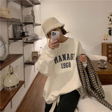 Fashionkova Sweatshirt Apricot Women Pink Pullover Vintage Letter Printing Jacket Long Sleeve Korean Fashion Casual Y2K Winter Female Tops
