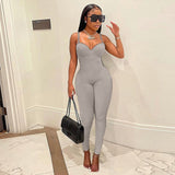 Fashionkova  Casual Skinny One Piece Female Jumpsuit Elegant Women Strap Sleeveless Bodycon Jumpsuits Women's Sexy Bodysuit Outfits For Woman