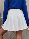 Fashionkova  Preppy Style High Waist Solid Pleated Mini Skirt Women Summer Spring Korean Fashion Cute White A-Line Skirt Y2k Skort Clothes