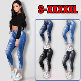 Fashionkova   High Waist Skinny Ripped Jeans For Women 2022 Stretch Hole Pencil Pants Bleached Denim Jeans Korean Casual Trousers S-5XL Black