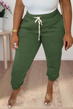 Fashionkova - Green Casual Solid Patchwork Harlan Mid Waist Harlan Solid Color Bottoms