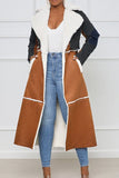 Fashionkova - Black Casual Street Solid Bandage Patchwork Turn-back Collar Outerwear