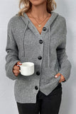 Fashionkova - Caramel Colour Casual Solid Buttons Hooded Collar Tops