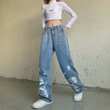 FashionKova - Button Loose Straight Fit Mop Jeans