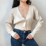 FashionKova - Thai Retro V-neck Knit Cardigan