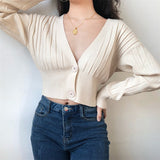 FashionKova - Thai Retro V-neck Knit Cardigan