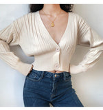 FashionKova - Thai Retro V-neck Knit Cardigan