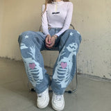 FashionKova - Button Loose Straight Fit Mop Jeans
