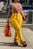 Fashionkova - Red Casual Street Solid Tassel Patchwork Straight Straight Patchwork Bottoms