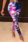 Fashionkova - Yellow Sexy Patchwork Ripped Tie-dye Skinny High Waist Pencil Full Print Bottoms