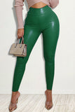 Fashionkova - Red Fashion Casual Solid Skinny High Waist Trousers