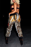 Fashionkova - Leopard print Elastic Fly Sleeveless Mid Print Leopard Straight Pants