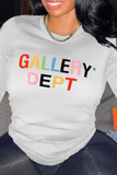 Fashionkova - White Casual Daily Print Patchwork Letter O Neck Tops