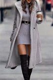 Fashionkova - Black Casual Solid Buttons Hooded Collar Outerwear
