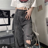 FashionKova - High Street Retro Loose Thin High Waist Jeans