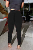 Fashionkova - Grey Elastic Fly High Solid Draped pencil Pants Bottoms