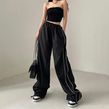 FashionKova - Piping Detail Wide Leg Track Pants