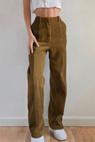 Fashionkova - Khaki Casual Street Patchwork Contrast High Waist Patchwork Bottoms