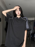 FashionKova - Piping Detail Short Sleeve Oversized Tee