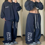 FashionKova - Navy Blue Printed Baggy Sweatpants