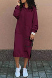 Fashionkova Green Casual Solid Patchwork Hooded Collar Long Sleeve Dresses
