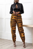 Fashionkova - Red Fashion Casual Print Basic Regular High Waist Trousers