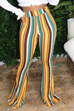 Fashionkova - Olive green White Blue Pink Yellow Olive green Color blue Elastic Fly High Striped Loose Pants Bottoms