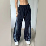 FashionKova - Vintage Striped Piping Baggy Sweatpants