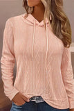 Fashionkova - Pink Casual Solid Patchwork Hooded Collar Tops