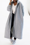 Fashionkova - Grey Casual Solid Patchwork Hooded Collar Outerwear