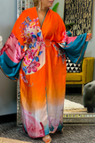Fashionkova - Sky Blue Casual Street Print Patchwork Cardigan Collar Outerwear