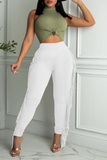 Fashionkova - Black Sexy Solid Tassel Skinny High Waist Pencil Solid Color Bottoms