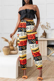 Fashionkova - Red Fashion Casual Print Basic Regular High Waist Trousers