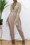 Fashionkova - Black Sexy Solid Tassel Skinny High Waist Pencil Solid Color Bottoms